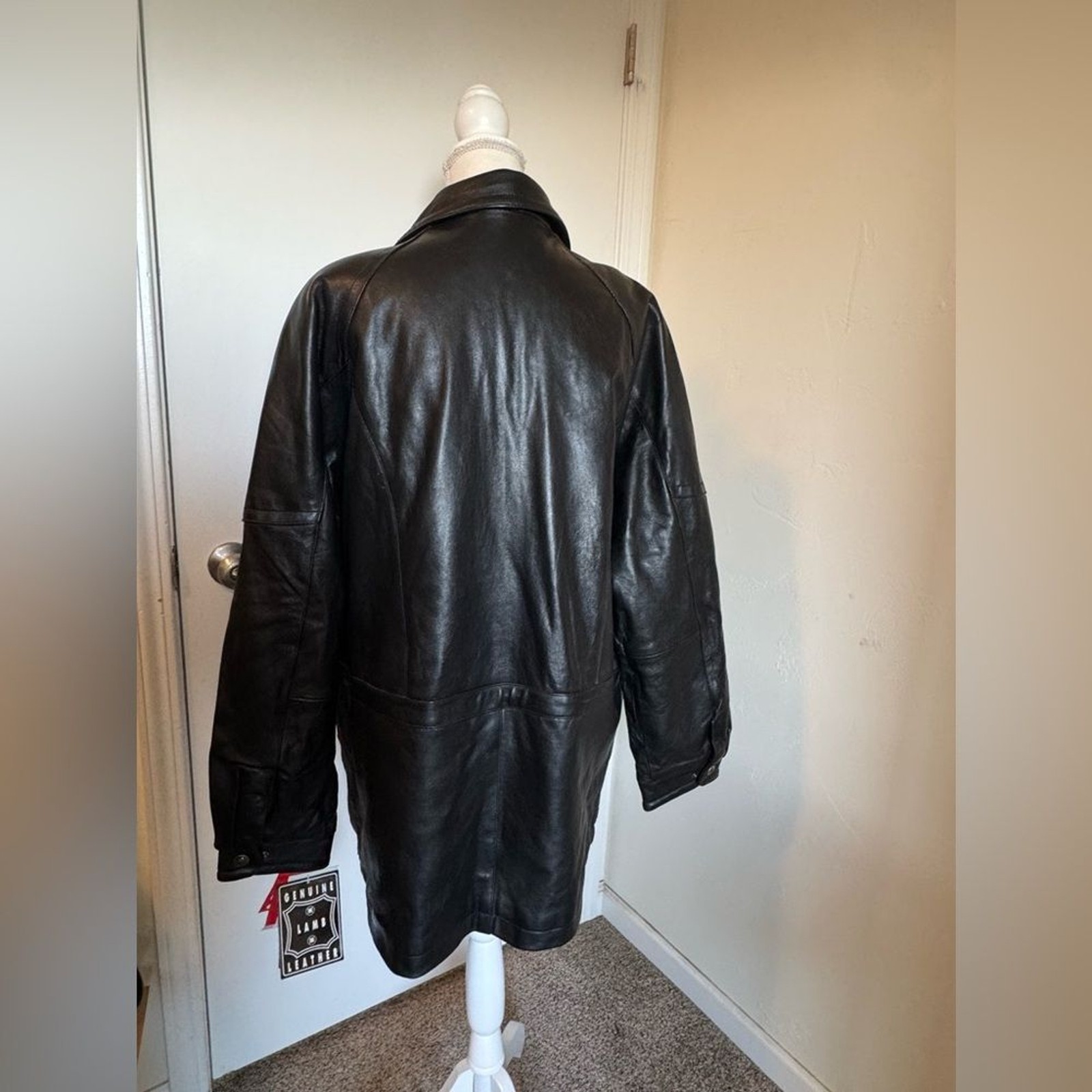 Vintage 1990 Contemporary Expressions Black Leather Bomber Jacket Men's Size L image 5