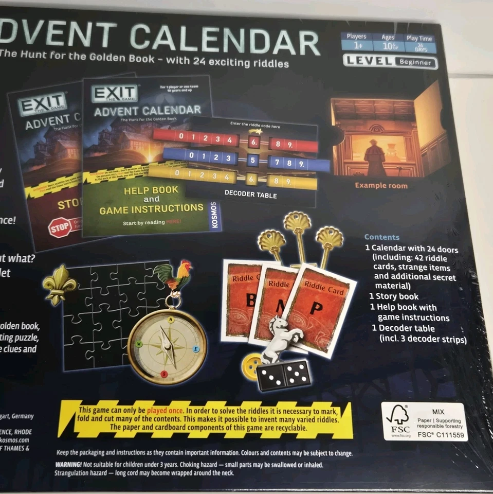 EXIT: The Game Advent Calendar The Hunt For The Golden Book *READ Sealed Unused - Image 4 of 4