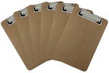 Memo Size 6'' x 9'' Clipboard Low Profile Clip Hardboard Pack of 6 