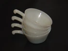 Anchor Hocking Fire King ® Milk Glass Soup Bowls w/Handle Vintage Lot Of 4