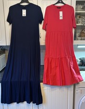 NEW WITH TAGS RED & BLACK DRESSES SHORT SLEEVES Size 10 NEXT & F&F Floaty Style 