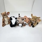 5 Vintage TY Beanie Baby Woodland Animals, Fawn, Fox, Racoon, Skunk, Squirrel
