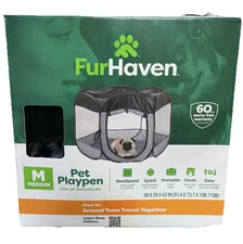 FurHaven Pet Products 52054 Medium Portable Mesh Playpen Pop-Up Enclosure 