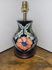 Brights Of Nettlebed Moorcroft Lamp On Mahogany Base In Working Order 20cm