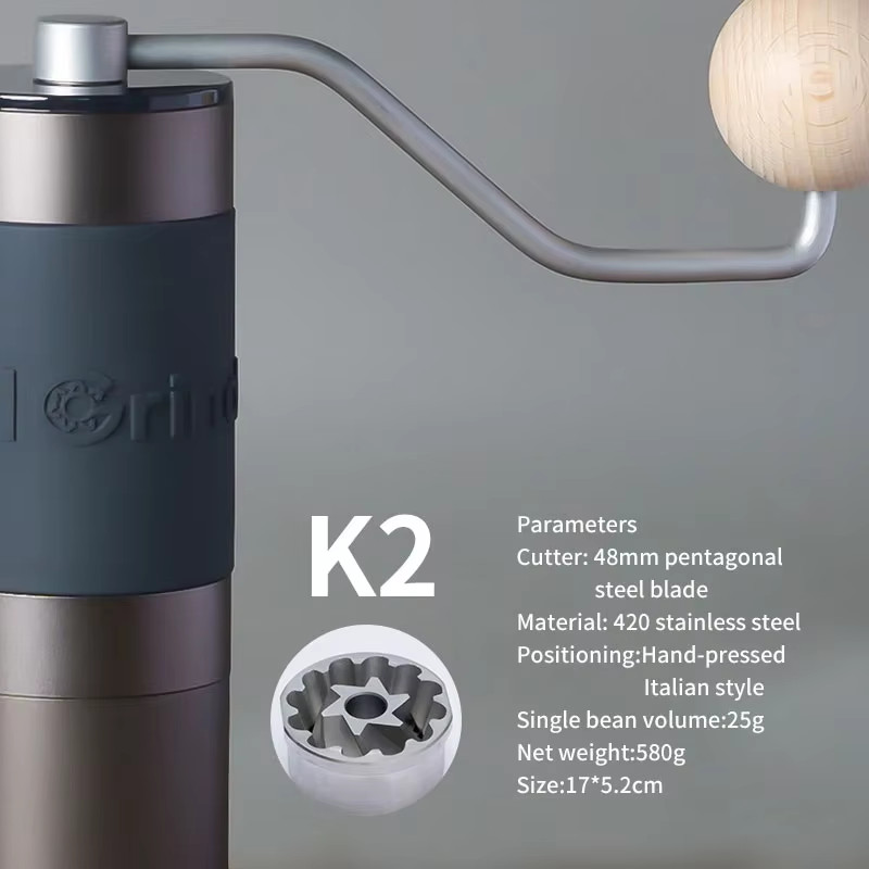 K2 Manual Hand Coffee Grinder with Straight Handle for Frenc