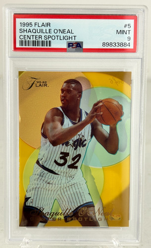 Shaquille O'Neal 1995 -96 Flair Center Spotlight Acetate PSA 9 #5 Mint Shaq