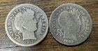 1911 & 1908 Barber Dimes Silver US Coins Lot Circulated