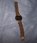 SEIKO Quartz Black Dial / Gold Tone  Mens Dress Watch #  V701-6K69