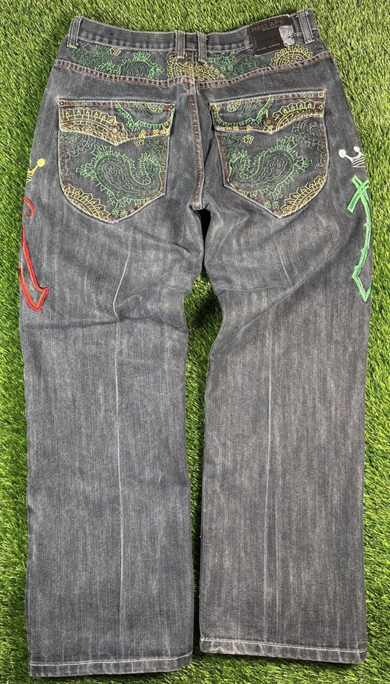 Vintage Y2K Red Ape Baggy Jeans Mens 36x30 Embroidered Logo Skater Punk Grunge - Image 3 of 4