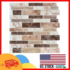 Stylish 10-Pack Peel and Stick Kitchen Wall Tiles - Modern Pink and Brown Design