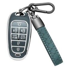 for Hyundai Key Fob Cover with Keychain Soft TPU Car Key Case Holder 360 B Gray