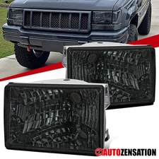 Fit 1993-1998 Jeep Grand Cherokee Smoke Headlights Lamps Assembly Left+Right