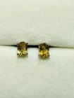 Simple Small 925 Sterling Silver Oval Honey Gold Citrine Stud Earrings