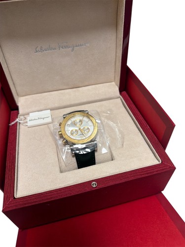 Salvatore Ferragamo Swiss Chronograph Gold Tone Watch Date Window Men's
