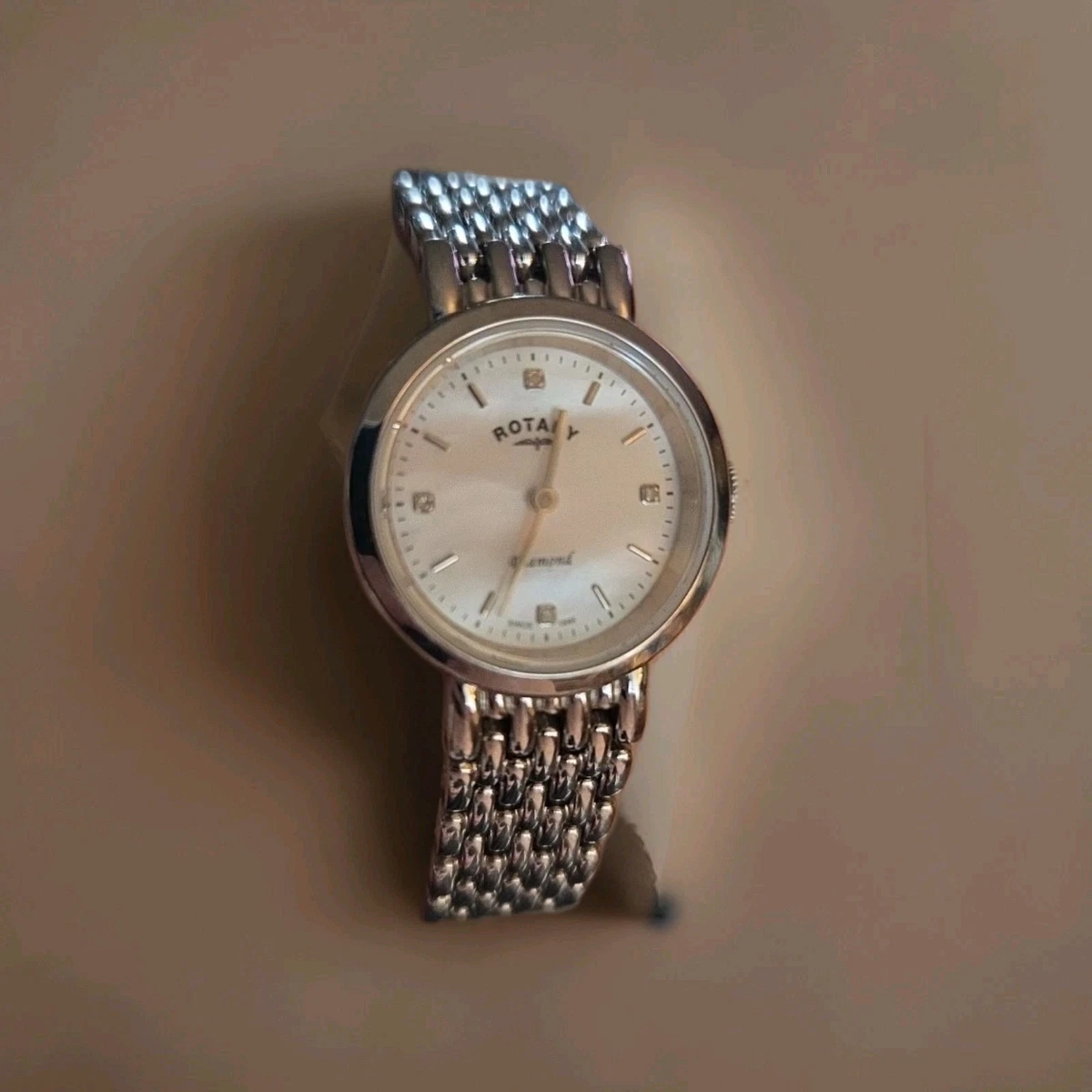 Rotary Womens Watch 41mm Pink MOP White Ceramic Multifunction New Battery 6.75\