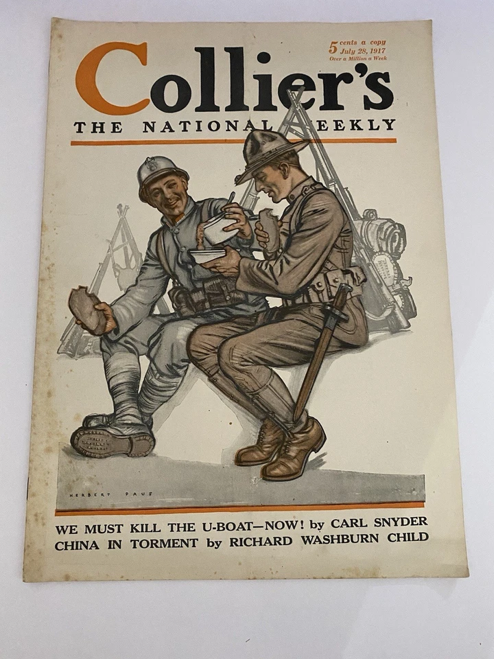 1917 Collier’s Lot of 6 WWI Era Magazines – Patriotic Covers & War Stories - Image 3 of 4
