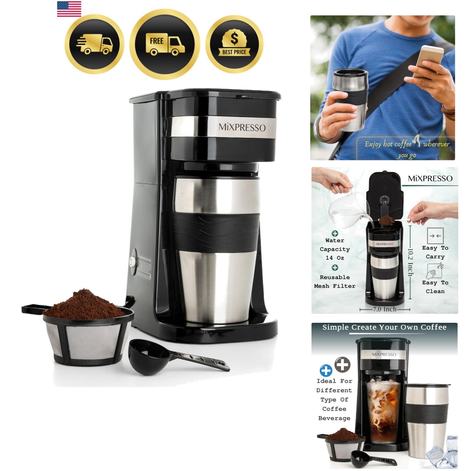 With 14oz Travel Mug, Drip Small Cof...