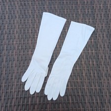 Vintage White Long Evening Cotton Gloves 14" Size 7.5 Made in Philippines