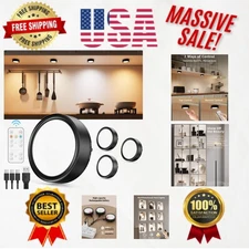 Rechargeable Puck Lights with Remote Control - USB-C LED Lights, 3 Colors