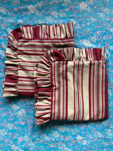 2 WAVERLY Garden Room Norfolk Striped w/ Ruffles EURO Pillow Shams