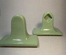 Ceramic Towel Brackets no bar Tile In/wall Mount 1960s NOS 2pc Sea-foam Green