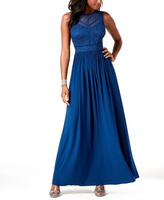 R&m Richards Nightway Womens Blue Sequined Lace & Mesh Gown Dress Size 12 for sale online | eBay