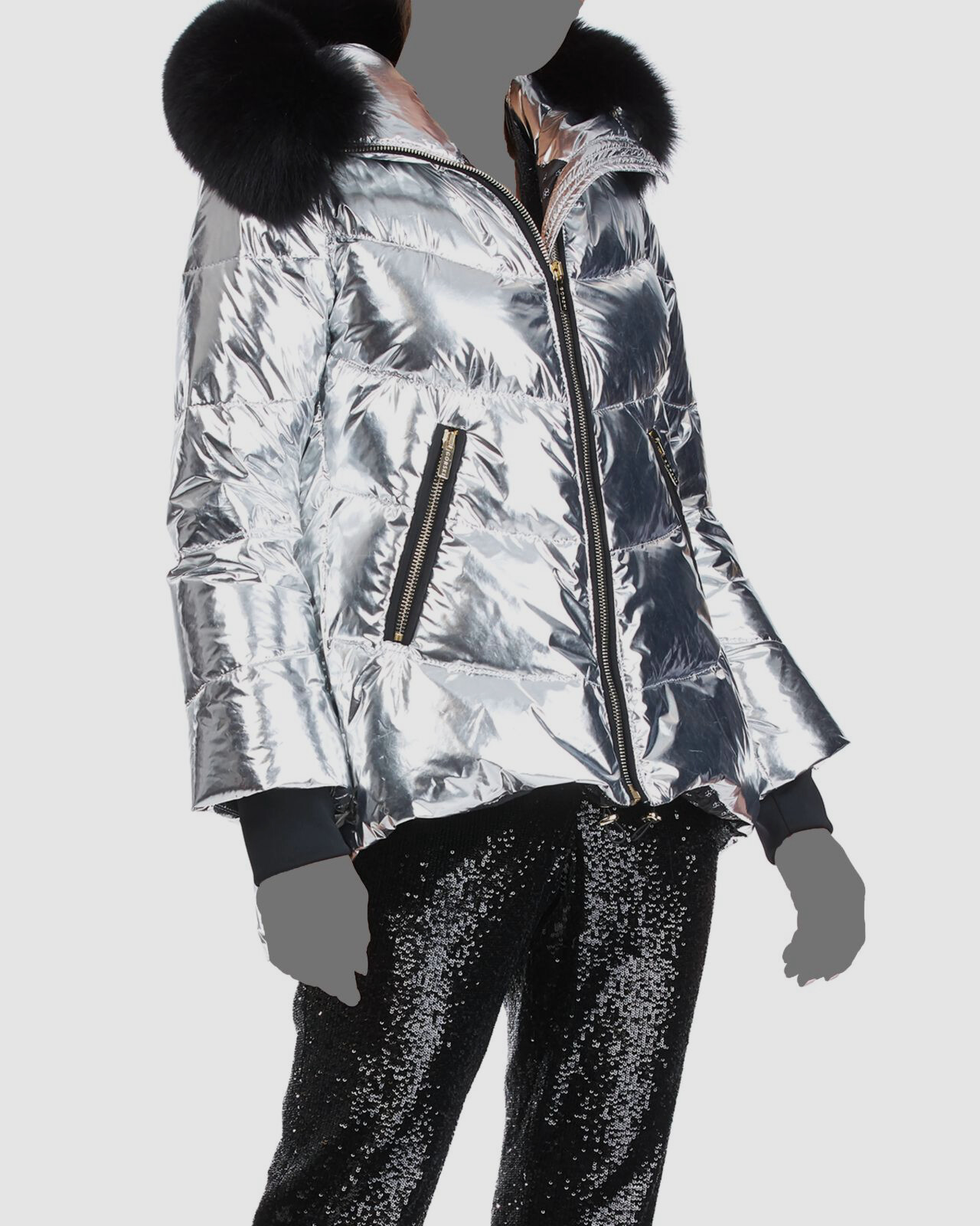 $1195 Gorski Women's Silver Down Fur 