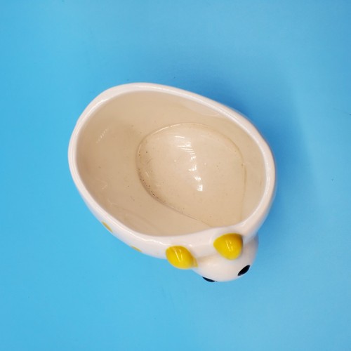 Vintage Ceramic Snail Planter Yellow & White Polka Dot JAPAN - Picture 5 of 5
