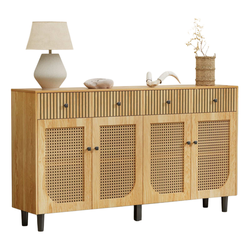 Mid Century Modern Sideboard Buffet Cabinet Boho Wood Storage Console Table