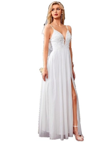 pacificplex formal dresses Pacific Blue Beaded Lace Long V Neck Dress With Open Back