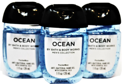 x3 Bath Body Works Pocketbac Hand Sanitizer Anti Bacterial Gel Mens Men's Ocean