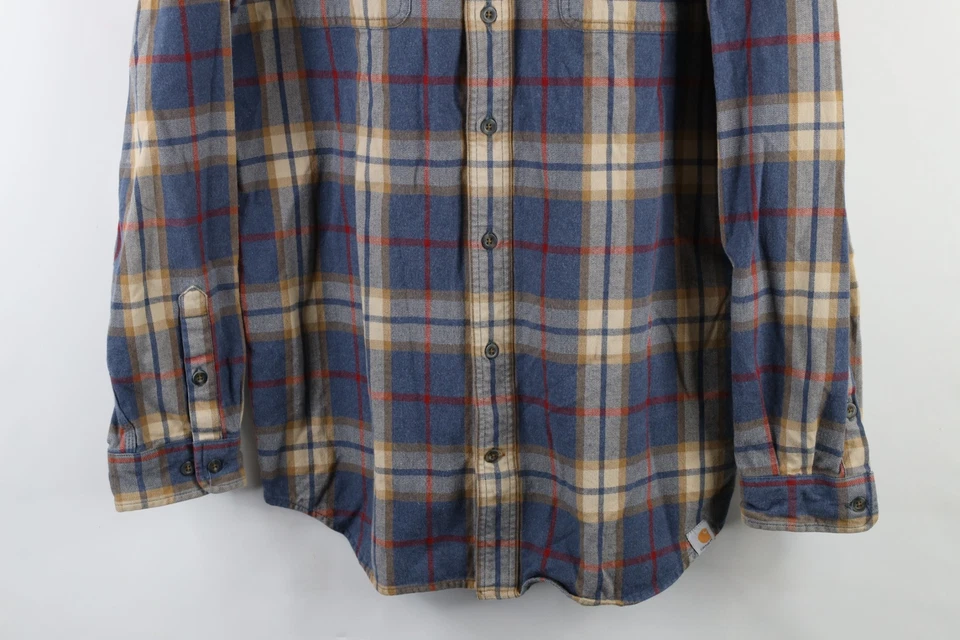 Vintage Carhartt Mens Large Tall Faded Heavyweight Flannel Button Shirt Plaid - Image 3 of 4