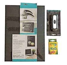 MAGNETIC CHALKBOARD EASEL w/Legs, 11" X 15.5" Plus Eraser, Box of Colored Chalk