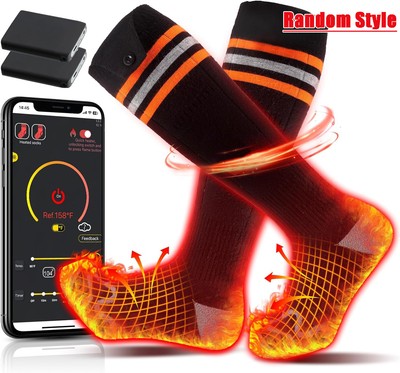 Electric Heated Socks Rechargeable 5000mAh Power Bank USB Ski Winter Foot Warmer