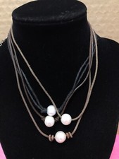 Lot of 4 Leather Pearl Chokers