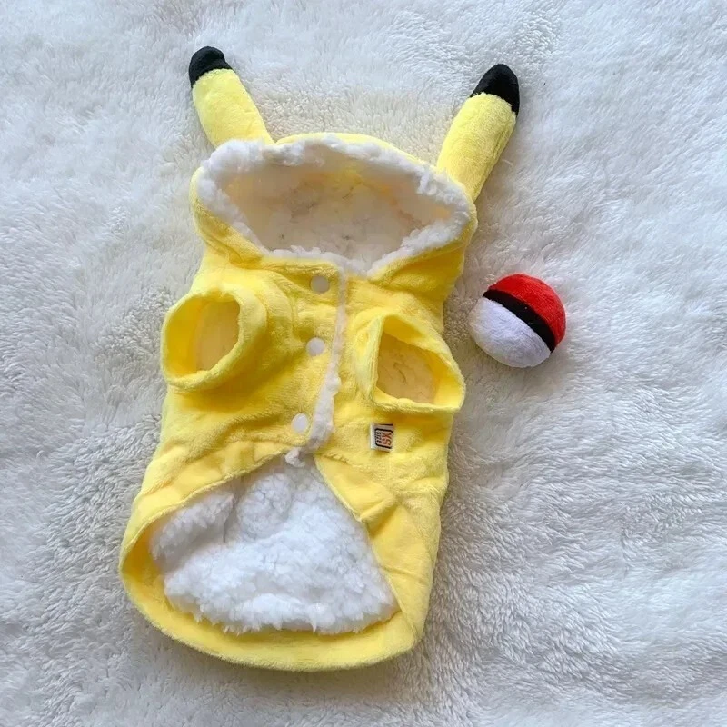 Anime Pokemon Pikachu Mascota Perro Disfraz Vellón Cálido Juegos con disfraces Ropa Abrigo Body Foto 3 de 4
