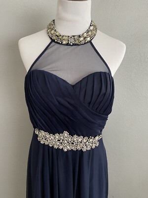 my michelle halter dress My Michelle Vintage Y2K Glitter Formal Dress Purple Halter Slit Stretch Womens S