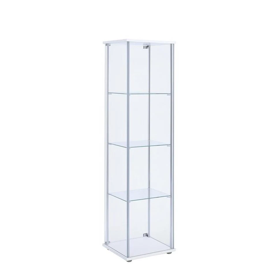 Прямоугольный стеклянный витринный шкаф Coaster Bellatrix на 4 полки белый и прозрачный - Изображение 4 из 4