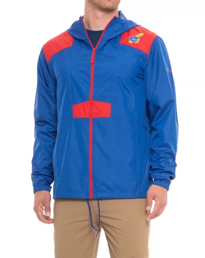 $60 Columbia Kansas Jayhawks Men's Sz LARGE Full-Zip Windbreaker