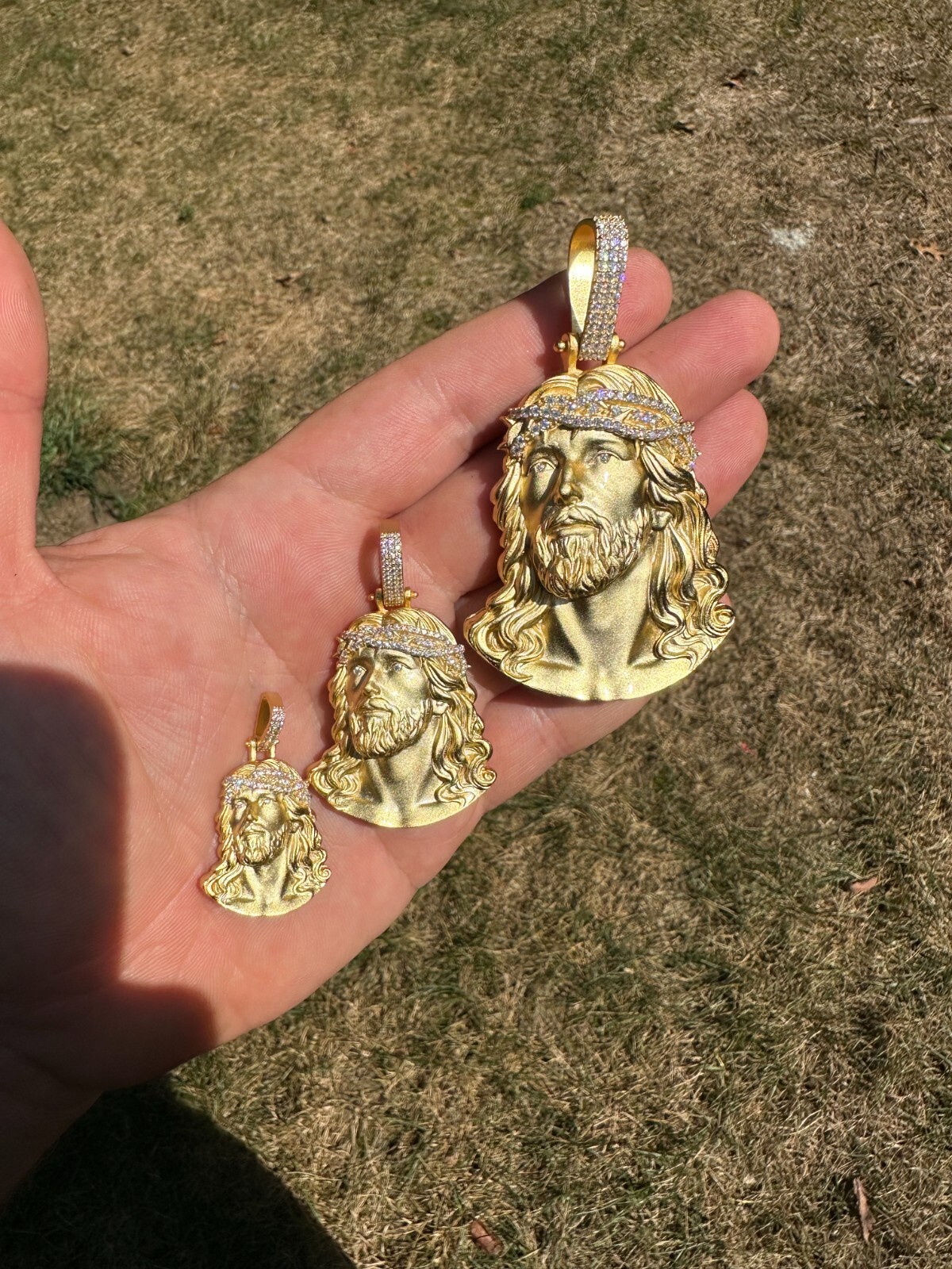 Solid 925 Silver 14k Gold Vermeil MOISSANITE Jesus Piece Iced Pendant ...