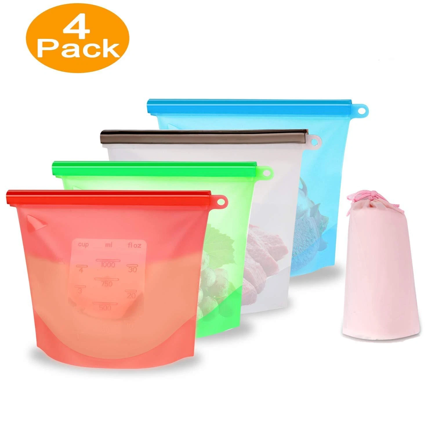 Eco-Friendly Reusable Silicone Food Storage Bags - BPA Free Airtight Seal Bags
Opens in a new window