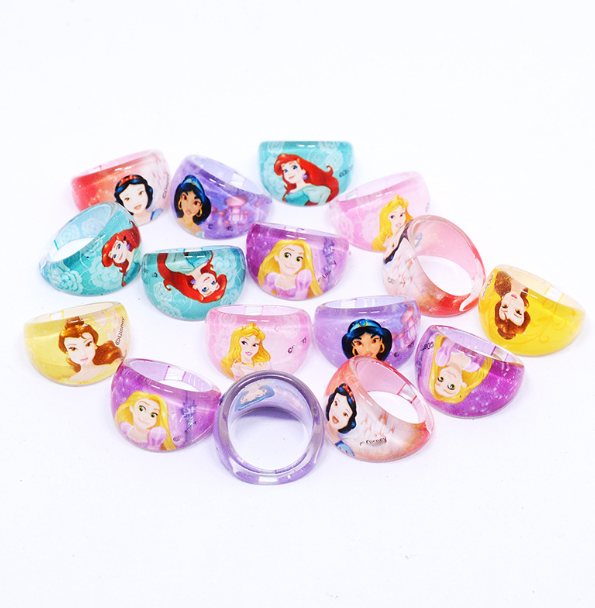 Lot 100 Pcs Cartoon princess random mix Acrylic Children Rings Gifts ...