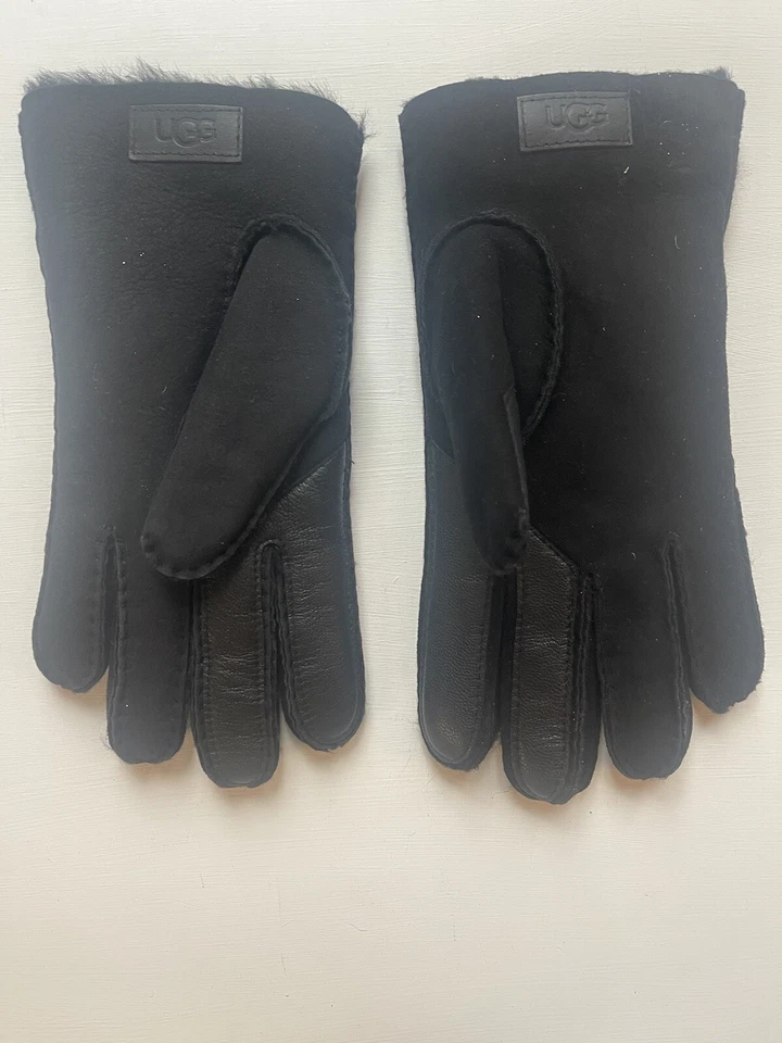 Guantes técnicos de cuero forrado de oveja genuino UGG para hombre NEGROS | L, XL talla desajustada Foto 3 de 4