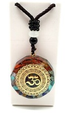 Natural Crystal Orgonite Om Symbol Pendant Necklace 7 Chakra Energy Healing New
