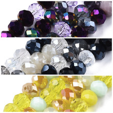 Glass Beads Rondelles Faceted Mixed Colours Per Strand 6mm x 5mm Approx 90 Beads