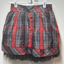 Cherokee Holiday Skirt Red Black Silver Plaid Lined Net Trim Girls M 7/8
