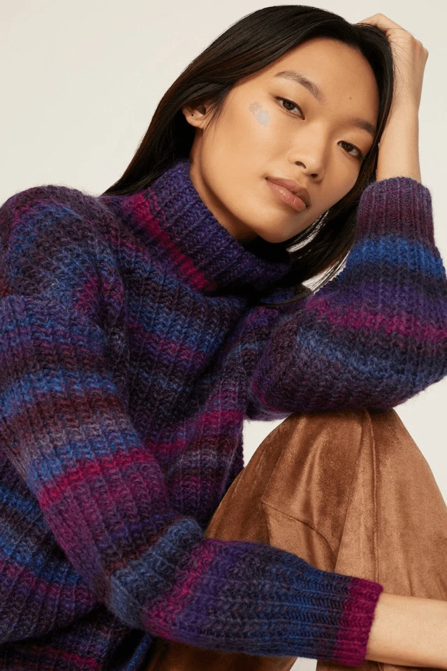 Hatch Purple Striped Maternity Sweater Oversized - Wool Blend - Image 4 of 4