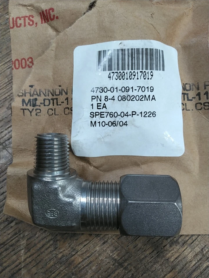 (5) Bande 8-4 080202MA Stainless 90° Elbow Compression 1/2" OD Tube to 1/4" NPT - Image 2 of 3