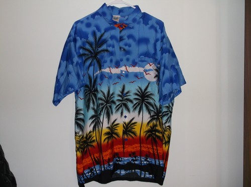 HAPPY BAY Hawaiihemd Sunset Aloha Knopfleiste Größe Large