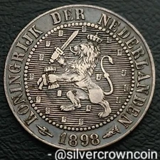 Netherlands 2 1/2 Cents 1898 Halberd. KM#108.2. Bronze coin. Rampant Lion. 